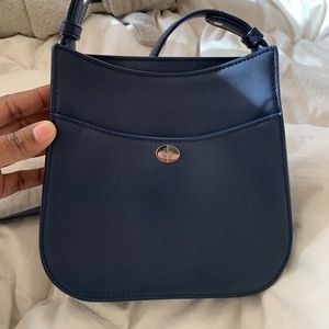 Loro Piana Blue leather Fleur messenger bag. NEW